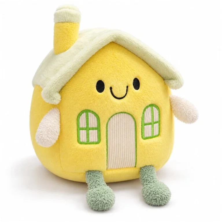 Yellow Smiling House Plush Toy