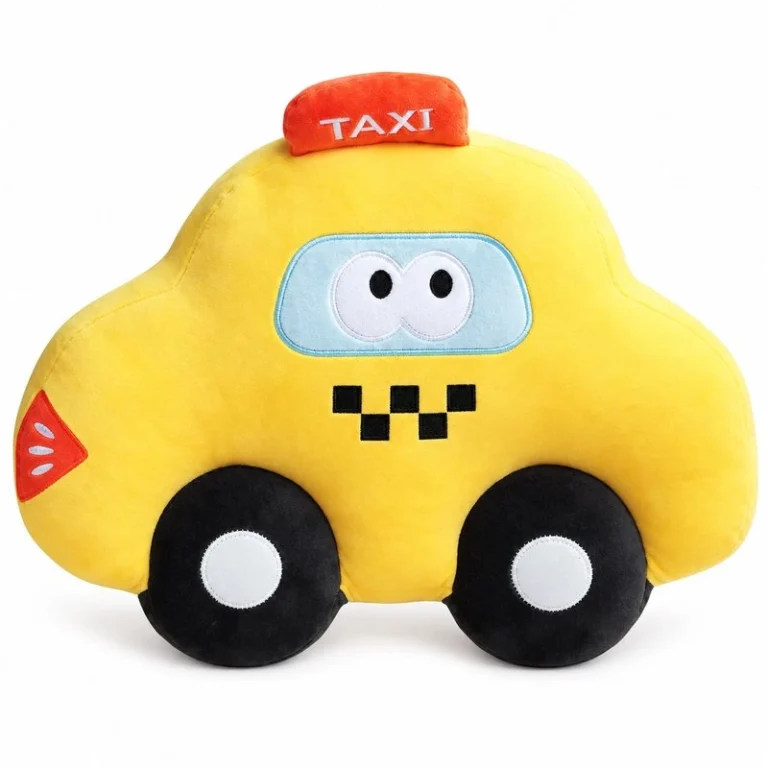 Yellow Taxi Car Plush Pillow