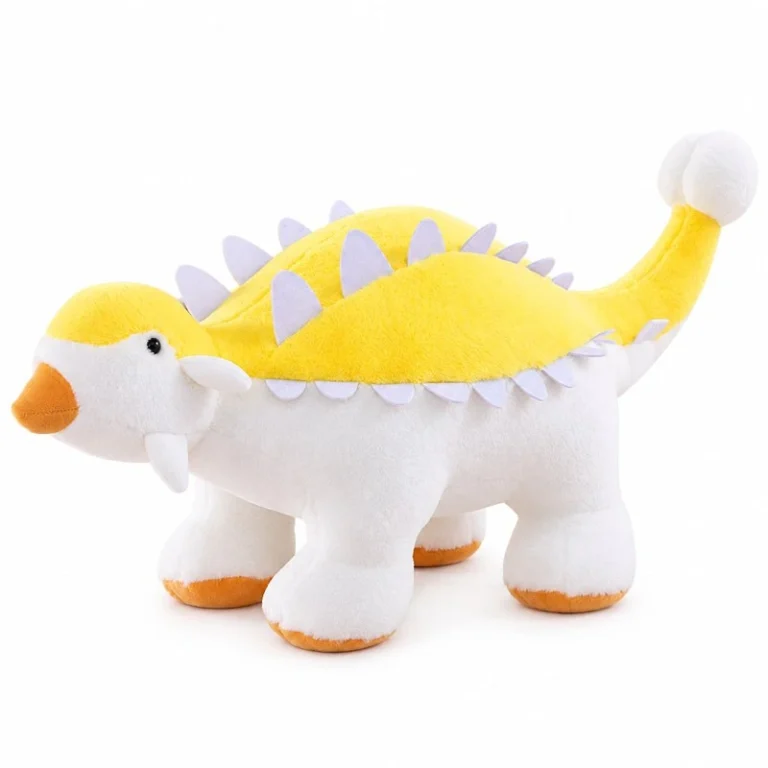 Yellow White Club Tail Dinosaur Plush