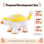 Yellow White Club Tail Dinosaur Plush — proposed size reference; dimensions require sample confirmation.