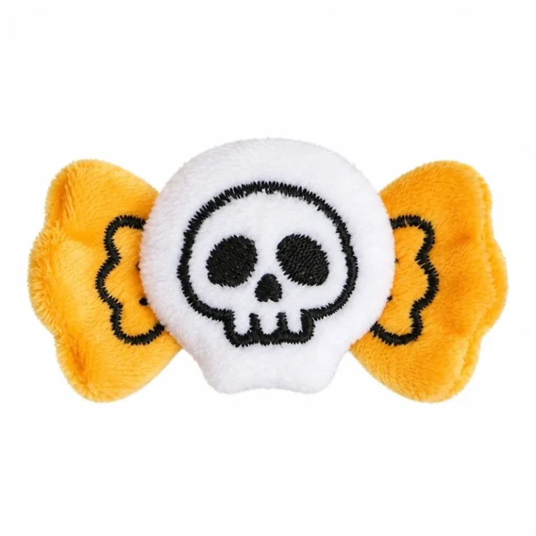Yellow Bow Skull Textile Applique
